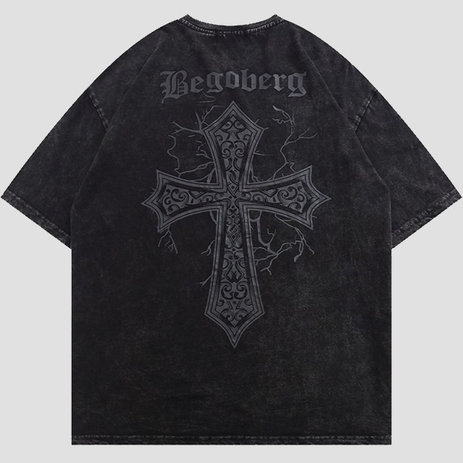 Begobery Vintage Tee – Washed Dark Grey